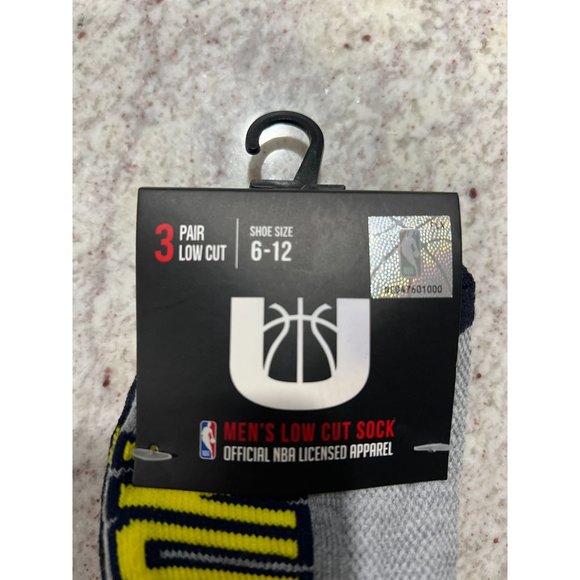 Official NBA U 3 Pair Low Cut Denver Nuggets Logo‎ Socks New NWT Mens Size 6-12 - Picture 2 of 5